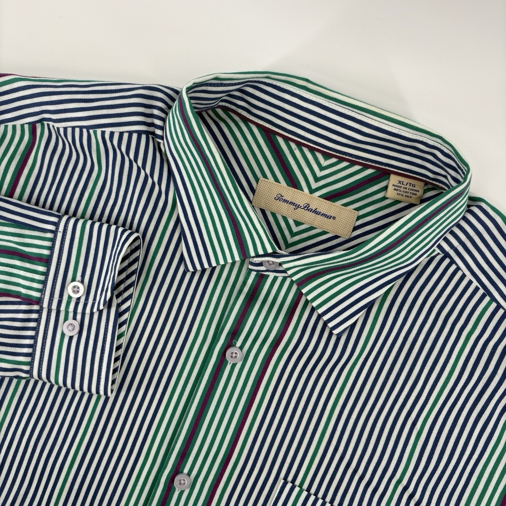 Tommy Bahama Mens XL Button Up Shirt Long Sleeve‎ Cotton/Silk Blend Multicolored